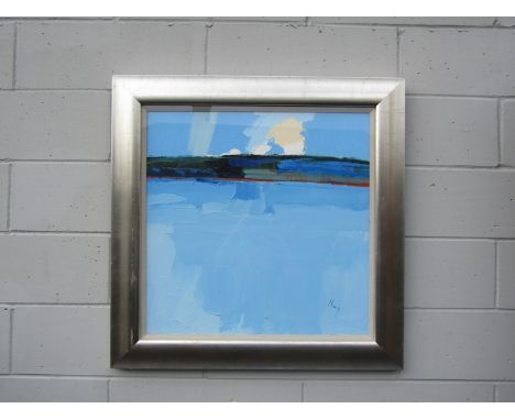 PETER KING (Scottish b.1953) (ARR) A framed and glazed oil on canvas titled 'Winter Light'. Signed bottom right. 68cm x 68cm