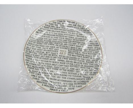 GRAYSON PERRY (b.1960) "100% Art" artists design limited edition plate produced for the Holborn Museum. 22cm diameter