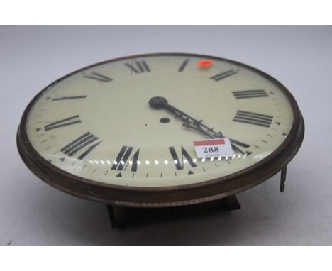 An early 19th century wall clock dial and movement, the Roman white enamel convex dial with glass and brass bezel, dia.26.5cm