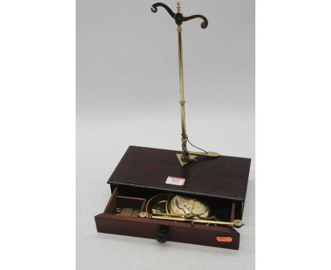 A set of vintage brass and mahogany beam scales, 36cm