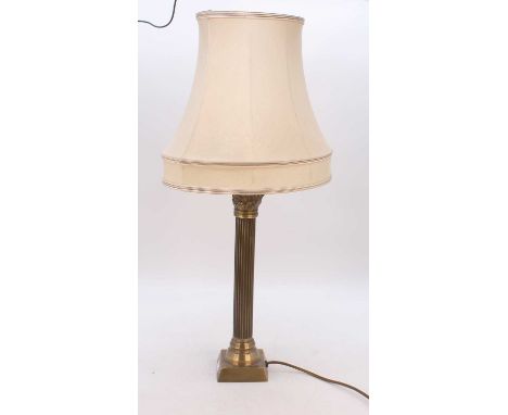 A modern brass table lamp, in the form of a Corinthian column, h.70cm (including shade)