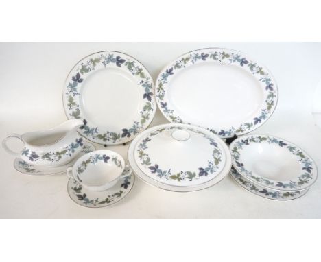 ROYAL DOULTON 'BURGUNDY' PATTERN DINNER SERVICE
comprising two lidded tureens, eight side plates, eight soup bowls and saucer
