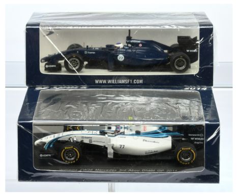 Spark Model (1/43rd) a pair (1) S3091 Williams FW36 Test Car 2014 and (2) S3144 Williams FW36 "Abu Dhabi" GP 2014 - Mint incl