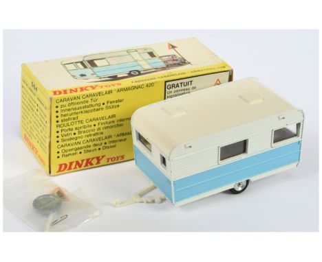 French Dinky Toys 564 Caravan - Two-Tone White over light blue, chrome concave hubs - Good Plus lovely bright example includi