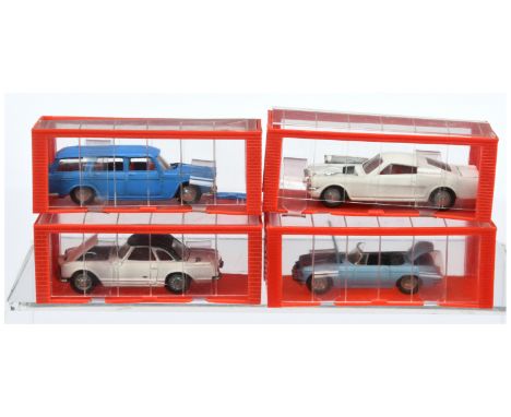 Dinky Toys (Mini Dinky) group of 4 - (1) 16 Ford mustang - White, (2) Mercedes 250SL - White, black, (3) 19 MGB - Light Blue 