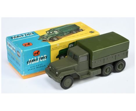 Corgi 1118 International 4x4 Army Truck - drab green body and hubs with silver front lights, military green tinplate tilt, to