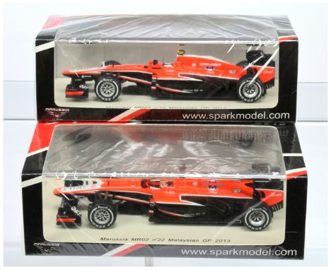 Spark Model (1/43rd) a pair (1) S3065 Marussia MR02 "Malaysian" GP 2013 and (2) S3065 Marussia MR02&nbsp; "Malaysian" GP 2013