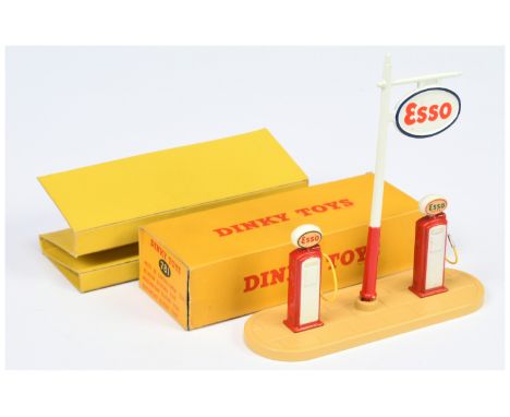 Dinky Toys 781 "Esso" Petrol Pump Set to include Cream base with red and white pumps and sign - Excellent Plus in a Good Plus