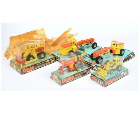 Dinky Toys group of 5 to include 279 Aveling Barford Roller, 437 Muir-Hill 2-Wheel Loader, 976 Michigan Dozer and 2 x 963 Roa