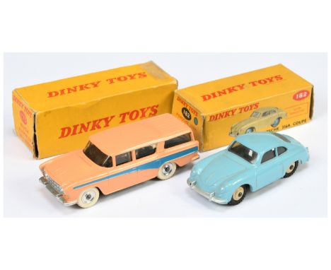 Dinky Toys 173 Nash Rambler - Pink body with mid-blue side flashes, silver trim, spun hubs and 182 Porsche 356A Coupe - Light