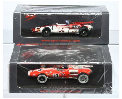 Spark Model (1/43rd) a pair (1) S2390 lotus 38 "Indy 500" 1966 and (2) S2397 Eagle Mk2 "Indy 500" 1966 - Mint including rigid