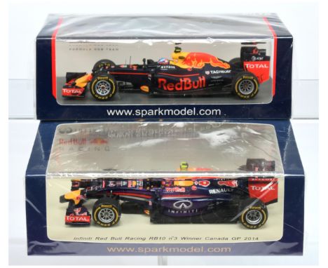 Spark Model (1/43rd) a pair (1) S3031 Red Bull RB10 "Canada" GP 2014 and (2) S4620 Red Bull RB12 "Spain" GP 2016 - Mint inclu