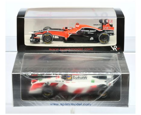 Spark Model (1/43rd) a pair - (1) S3014 Virgin MVR-02 "China" GP 2011 and (2) S3983 Footwork FA13 "Monaco" 1992 - Mint includ