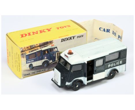 French Dinky Toys 566 Citroen Type H "Police" Van - Dark blue and white body, amber roof light, silver trim and concave hubs 