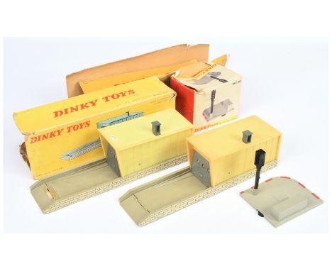 French Dinky Toys -502 Garage plastic issue - Yellow, grey base another slight deeper yellow and 594 Battery operated traffic