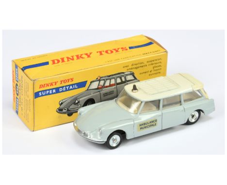 French Dinky Toys 556 Citroen ID19 "Ambulance Municipale" - Grey body, cream roof with red light, off white interior, silver 