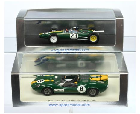 Spark Model (1/43rd) a pair (1) S1771 Lotus 25 "Belgium" 1964 and (2) S2212 Lotus Type 40 "Brands Hatch" 1965 - Mint includin