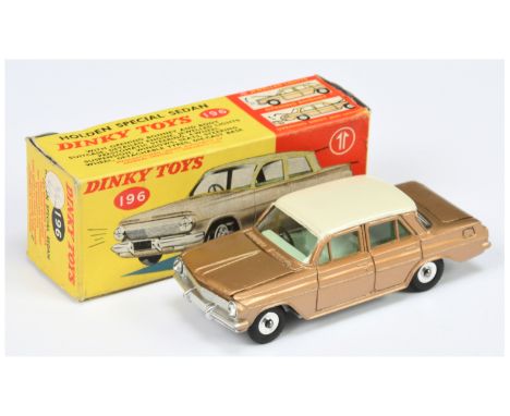 Dinky Toys 196 Holden Special Sedan - Metallic light brown, cream roof, pale green interior, silver trim and spun hubs - Exce