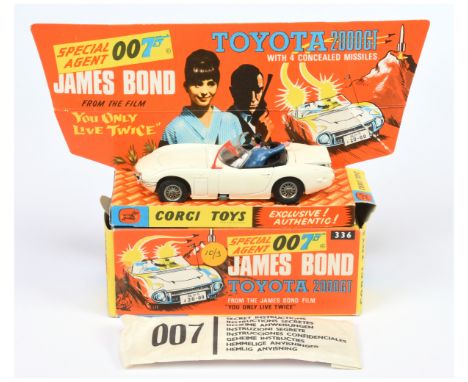 Corgi Toys 336 "James Bond" Toyota 2000GT Taken From The Film "You Only Live Twice" - White body, red aerial, black interior 