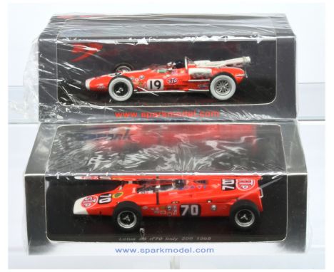 Spark Model (1/43rd) a pair (1) S2390 lotus 38 "Indy 500" 1966 and (2) S1761 Lotus 56 "Indy 500" 1968- Mint including rigid c