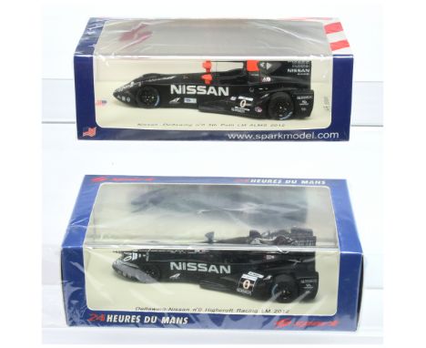 Spark Model (1/43rd) a pair (1) US004 Nissan Delta-Wing "Le Mans" 2012 and (2) S3741 Nissan Delta-Wing 2012 - Mint including 