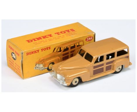 Dinky Toys 344 Plymouth Estate Wagon - Tan Body, Light beige rigid hubs with treaded tyres and silver trim - Excellent Plus b