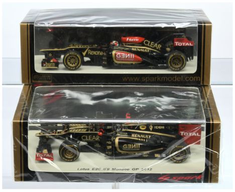 Spark Model (1/43rd) a pair (1) S3034 Lotus E20 "Monaco" 2012 and (2) S3053 Lotus E21 "Australian" GP 2013 - Mint including r