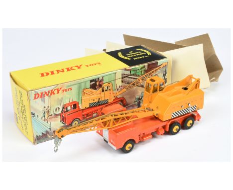 Dinky Toys 972 "Coles" Lorry mounted Mobile Crane - Orange body, yellow ballast and jib, silver trim, plastic hubs and light 