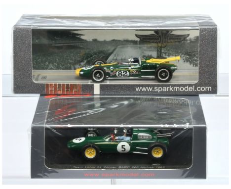 Spark Model (1/43rd) A Pair "Jim Clark" - (1) S2137 - "Team Lotus" 1962 "BARC 200" and (2) 43IN65 - "Winner Indy 500" 1965 - 