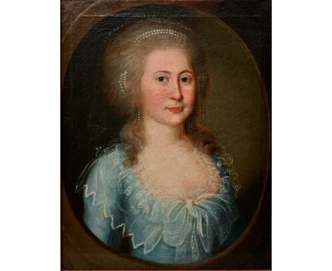 Schlesinger, Adam. 1759 Ebertsheim (Rheinpfalz)-1829 GrünstadtBildnis einer adeligen Dame. 1786 (?). Öl auf Leinwand, verso a