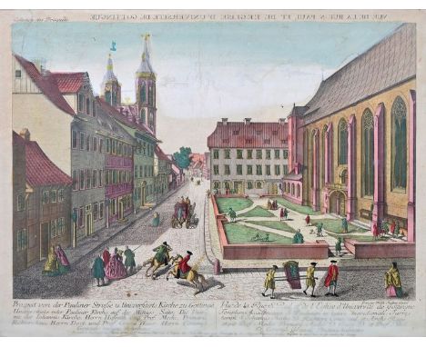 Ansicht Göttingen: Prospect von der Pauliner Strasse u. Universitaets Kirche, um 1780Guckkastenblatt von Balthasar Friedrich 