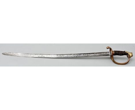 SäbelZusammenstellung/ Marriage. Klinge stark rostnarbig, ohne Bez., L. 76,5 cm, Messinggefäß vom sächischen Infanterieoffizi