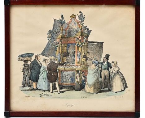 Dura, Gaetano. 1805-1878 Neapel"Acquajuolo" (Getränke-Verkaufsstand). Lithographie, alt koloriert, i. St. sign., bei Gatti e 