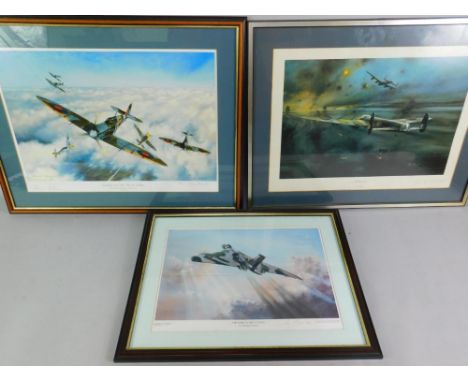 Simon Smith (20thC). Combat over the Pas de Calais, limited edition print 133/500, signed by the artist and Group Captain Joh