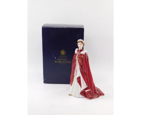 A Royal Worcester porcelain figure in celebration of The Queen's 80th Birthday 2006,  modelled as Her Majesty in the Robes of