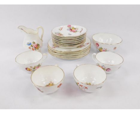 A Coalport late 19thC porcelain part tea service, printed and painted with floral sprays, comprising cream jug, sugar bowl, f