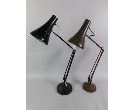 A black anglepoise type table lamp, 86cm high, and a brown anglepoise type table lamp, (2).