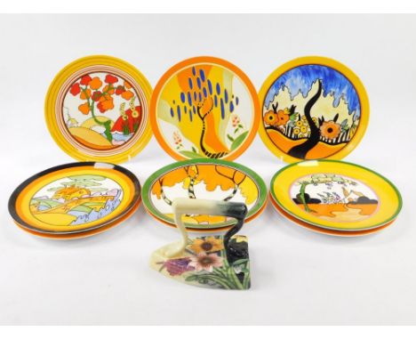 A set of nine Wedgwood Clarice Cliff Design limited edition plates, Bizarre Range, for Bradford Exchange, limited edition c19