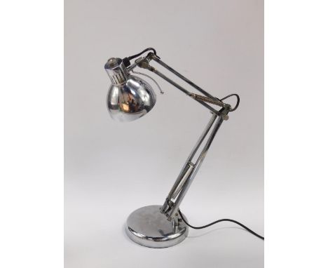 A late 20thC white metal angle form table lamp, 56cm high.