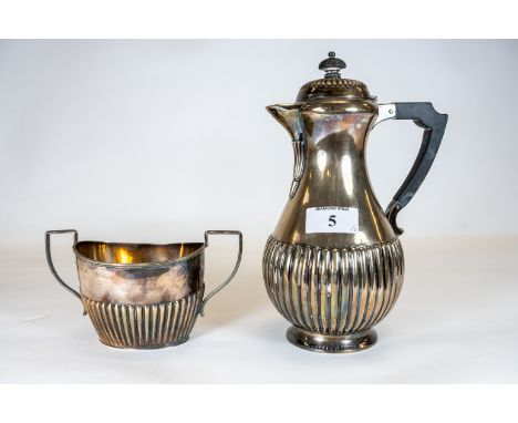  A Victorian Scottish silver hot water jug Edinburgh 1889, 12 ozs &amp; a silver sugar basin Birmingham 1887 5ozs (2).est £80