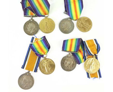 Four First World War Pairs, each comprising a British War Medal and Victory Medal, awarded to :- DM2-164783 PTE.J.R.WILSON, A