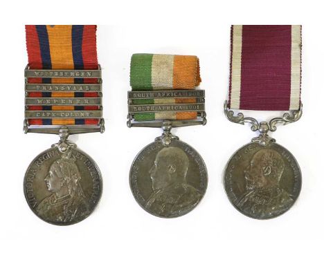 A Cape Mounted Riflemen Long Service Group of Three Medals, awarded to 1576 PTE.J.CONROY CAPE M.R., comprising Queen's South 