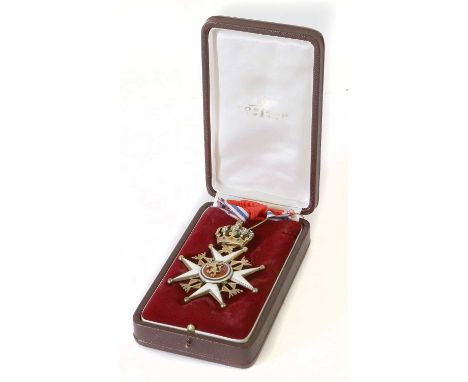 The Kingdom of Norway - Order of St. Olav, Civil Division, Commander's Neck Badge by J Tostrup, Oslo, in silver gilt and enam