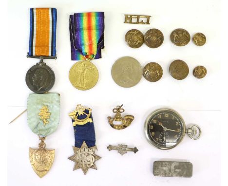 A First World War Pair, awarded to 6145 PTE.R.W.GRIFFITHS. H.L.I., comprising British War Medal and Victory Medal, together w