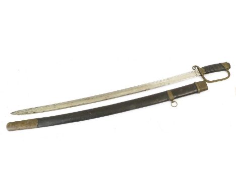 An Imperial Russian Model 1881 Type Shashka, the 80.5cm single edge steel blade with two narrow fullers to the back edge, one