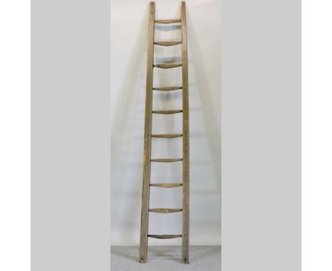 An early 20th century hayloft ladder, 244cm tall