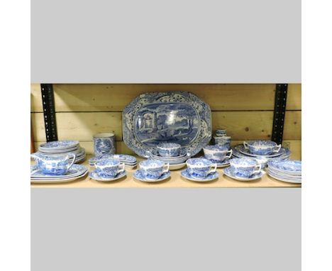 A collection of mainly Copeland Spode Italian pattern blue and white tea and dinner wares