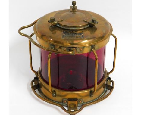A brass cased Japanese Nippon Sento Co. Ltd. nautical lantern, 220mm high x 230mm at widest