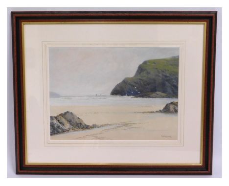 R. D. Sherrin (1891-1971), framed gouache depicting beach near Mevagissey, image size 365mm x 265mm