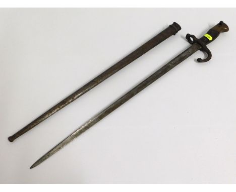 A 19thC. French 1876 pattern bayonet & scabbard, 660mm long inclusive